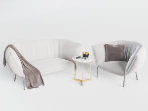 现代轻奢单双人沙发角几3d模型 现代轻奢单双人沙发角几