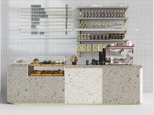 现代轻奢咖啡馆吧台酒架3d模型 现代轻奢咖啡馆吧台酒架