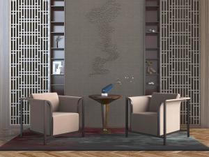 新中式单人沙发边几3d模型 新中式单人沙发边几