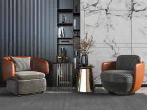 新中式单人沙发边几3d模型 新中式单人沙发边几