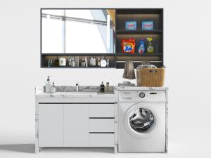现代嵌入洗衣机洗手池的置物储物柜