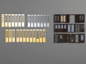 中式古典花格隔断平开门