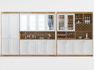 北欧白色柜门的装饰置物柜酒柜3d模型 北欧白色柜门的装饰置物柜酒柜