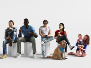 坐着抱孩子的男士女士人物3d模型 坐着抱孩子的男士女士人物