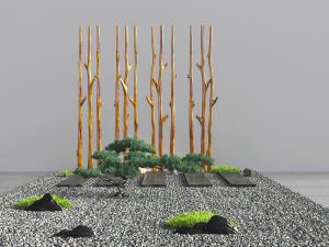 中式景观小品、树杈隔断