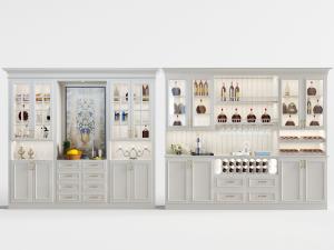 简欧白色装饰柜酒柜3d模型 简欧白色装饰柜酒柜