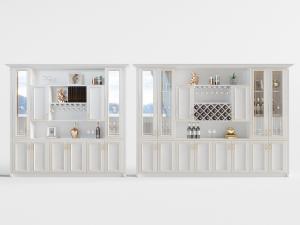 简欧白色装饰置物柜酒柜3d模型 简欧白色装饰置物柜酒柜
