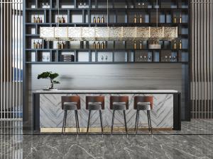 后现代吧台吧椅酒柜