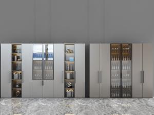 现代玻璃柜门的酒柜3d模型 现代玻璃柜门的酒柜