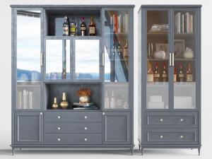 北欧灰色实木酒柜3d模型 北欧灰色实木酒柜