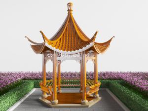 中式古典凉亭、亭子