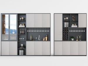 现代玻璃柜门的酒柜3d模型 现代玻璃柜门的酒柜