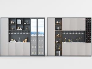 现代实木装饰酒柜3d模型 现代实木装饰酒柜