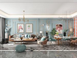 现代轻奢客厅餐厅