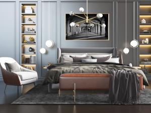 现代轻奢双人床单人沙发床尾凳