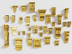 欧式金色雕花柱托