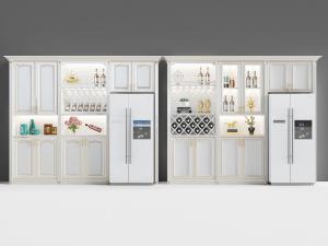 简欧白色酒柜3d模型 简欧白色酒柜