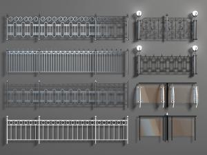 欧式黑色金属护栏栏杆3d模型 欧式黑色金属护栏栏杆