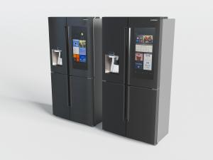 现代黑色带饮水机的电冰箱