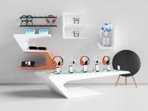 现代耳机手机展示柜