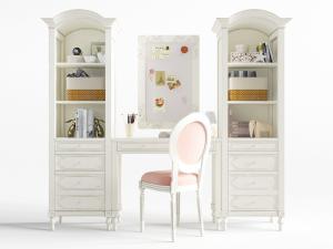 简欧白色带置物收纳柜的化妆梳妆台