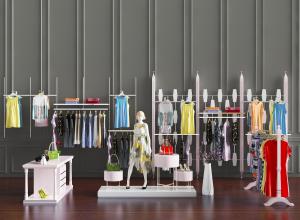 现代服装店衣服展示架货架