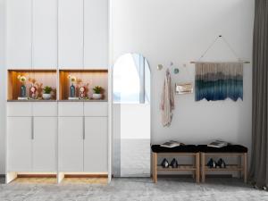 北欧玄关换鞋凳鞋柜穿衣镜