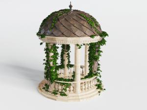 欧式圆顶罗马柱亭子藤蔓植物