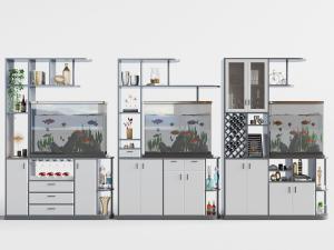 新中式装饰鱼缸的玄关装饰柜