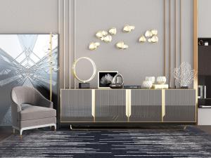 现代轻奢电视柜单人沙发3d模型 现代轻奢电视柜单人沙发