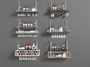 现代轻奢金属吊架酒架3d模型 现代轻奢金属吊架酒架