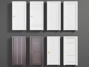 现代白色实木色平开门