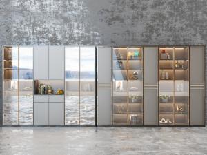 现代轻奢玻璃柜门的装饰储物置物柜