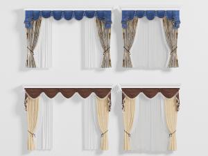 欧式带帘头的窗帘窗纱