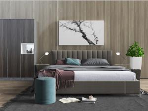 新中式双人床坐墩