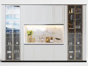 现代轻奢玻璃柜门的储物装饰酒柜3d模型 现代轻奢玻璃柜门的储物装饰酒柜