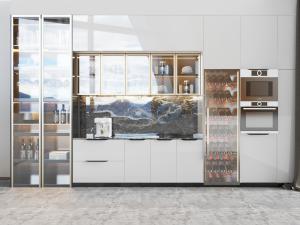 后现代嵌入红酒保鲜冰柜家电的餐边柜酒柜3d模型 后现代嵌入红酒保鲜冰柜家电的餐边柜酒柜