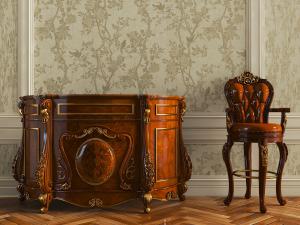 欧式实木玄关边柜扶手椅