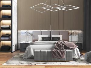 现代双人床床尾凳