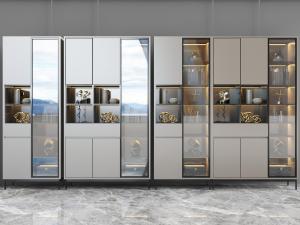 新中式玻璃柜门装饰置物柜架