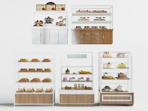 北欧实木糕点面包货架展柜