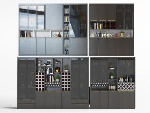 现代轻奢实木储物酒柜3d模型 现代轻奢实木储物酒柜