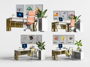 现代金属办公桌椅组合