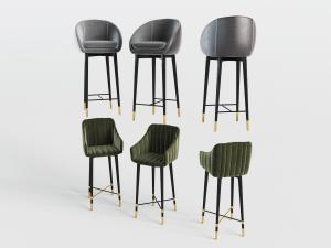 现代轻奢布艺软包吧椅