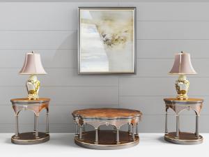 欧式圆形茶几边几台灯