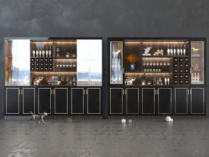 现代轻奢镶金边储物酒柜3d模型 现代轻奢镶金边储物酒柜