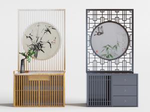 中式实木玄关柜隔断