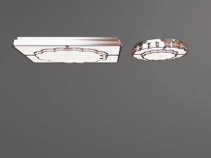 中式方形花型吸顶灯3d模型 中式方形花型吸顶灯