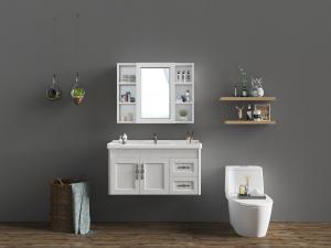 美式白色悬挂式洗手盆洗手台和镜柜