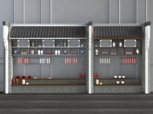 中式仿古售卖酒类货架